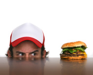 hungry man and burger